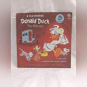Disney Donald Duck The Milkman Red Record 45 RPM 2 Stories
